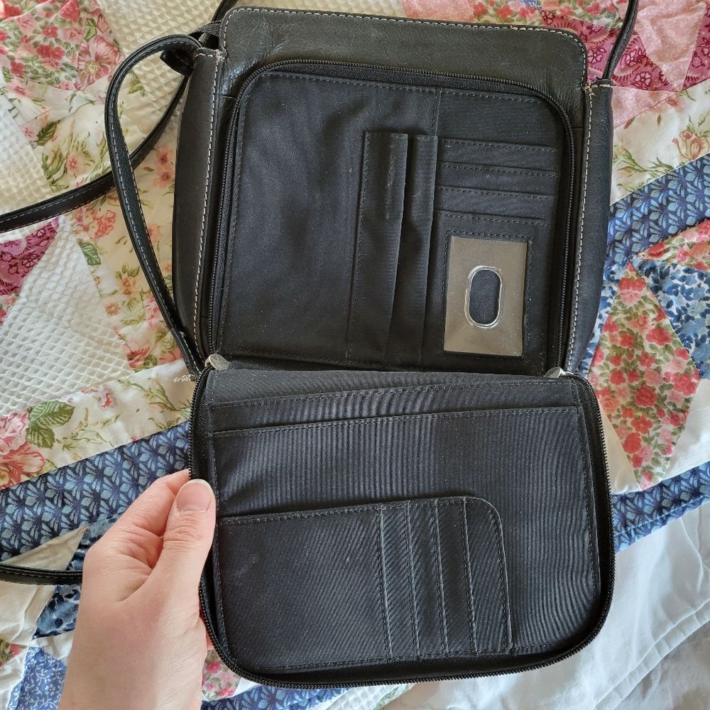 Fossil Black Leather Crossbody Bag - image 4